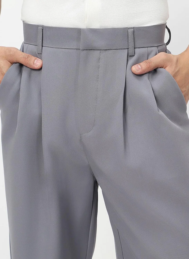 Urbano Fashion  Urbano Fashion Men's Grey Loose Baggy Fit Solid Korean Pants Stretchable for Men | Best Price UAE